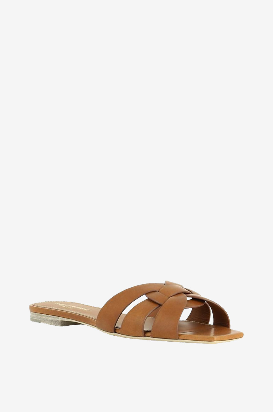 SAINT LAURENT PARIS Tribute 05 open leather slides Women BROWN 1