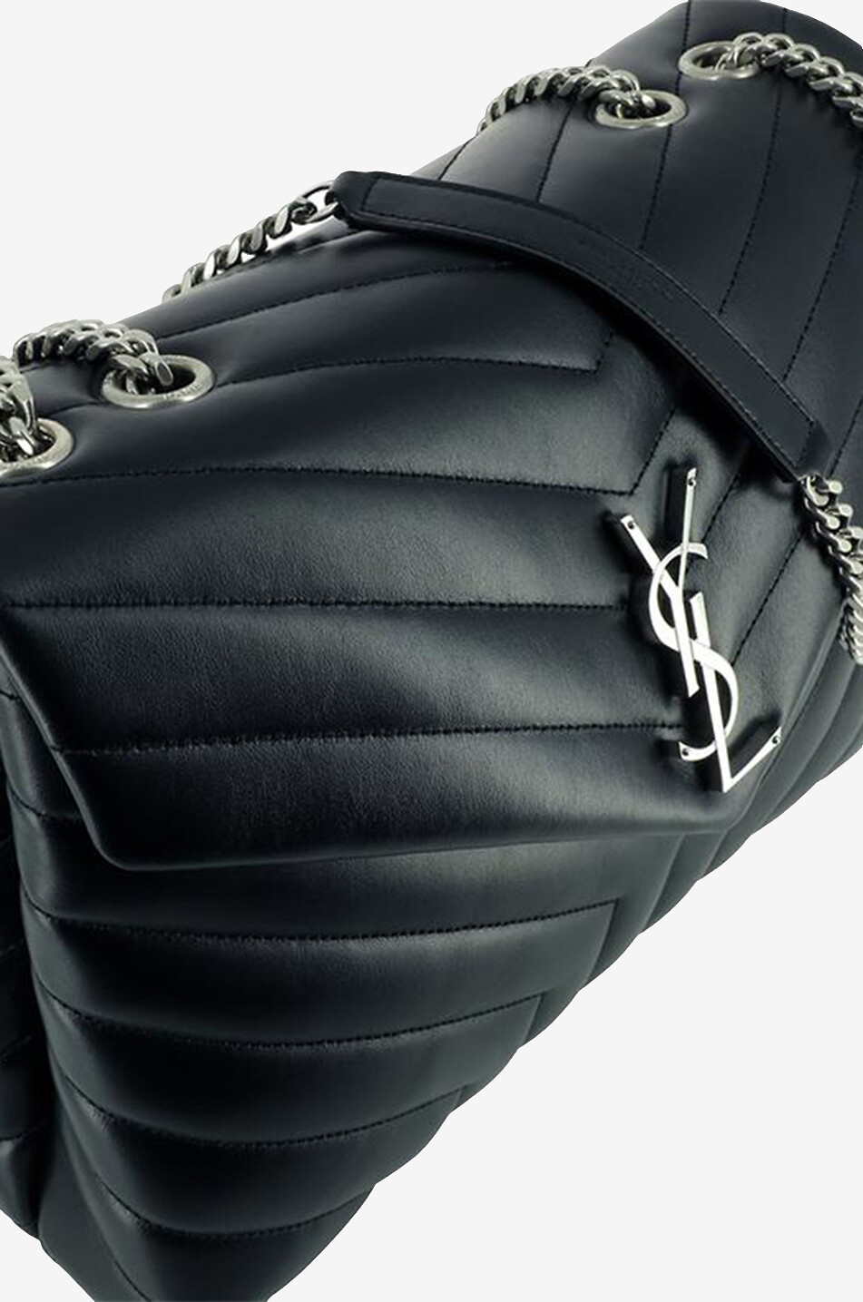 SAINT LAURENT PARIS Sac à main en cuir matelassé Loulou Medium Femme NOIR 6