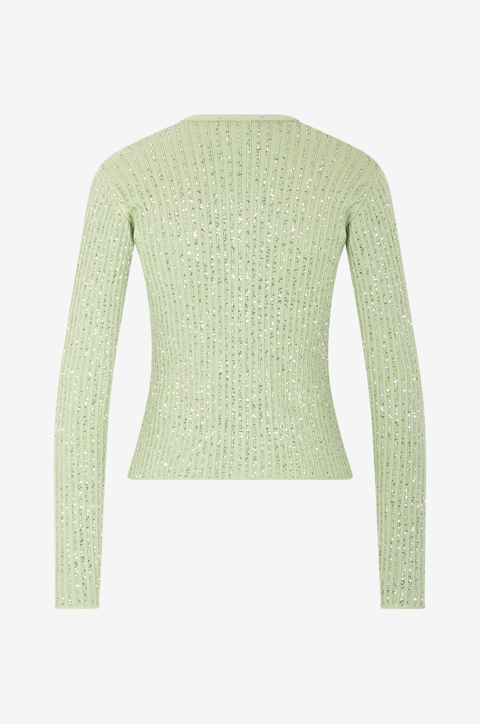 Schmaller Baumwoll-Rippstrick-Cardigan mit Pailletten