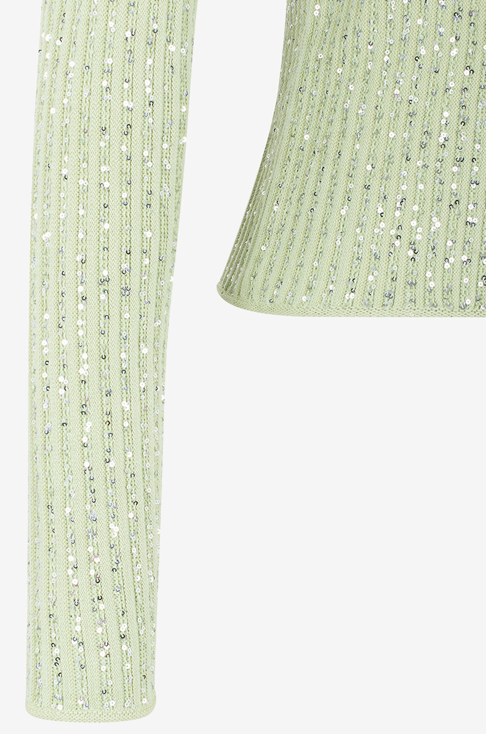 Schmaller Baumwoll-Rippstrick-Cardigan mit Pailletten