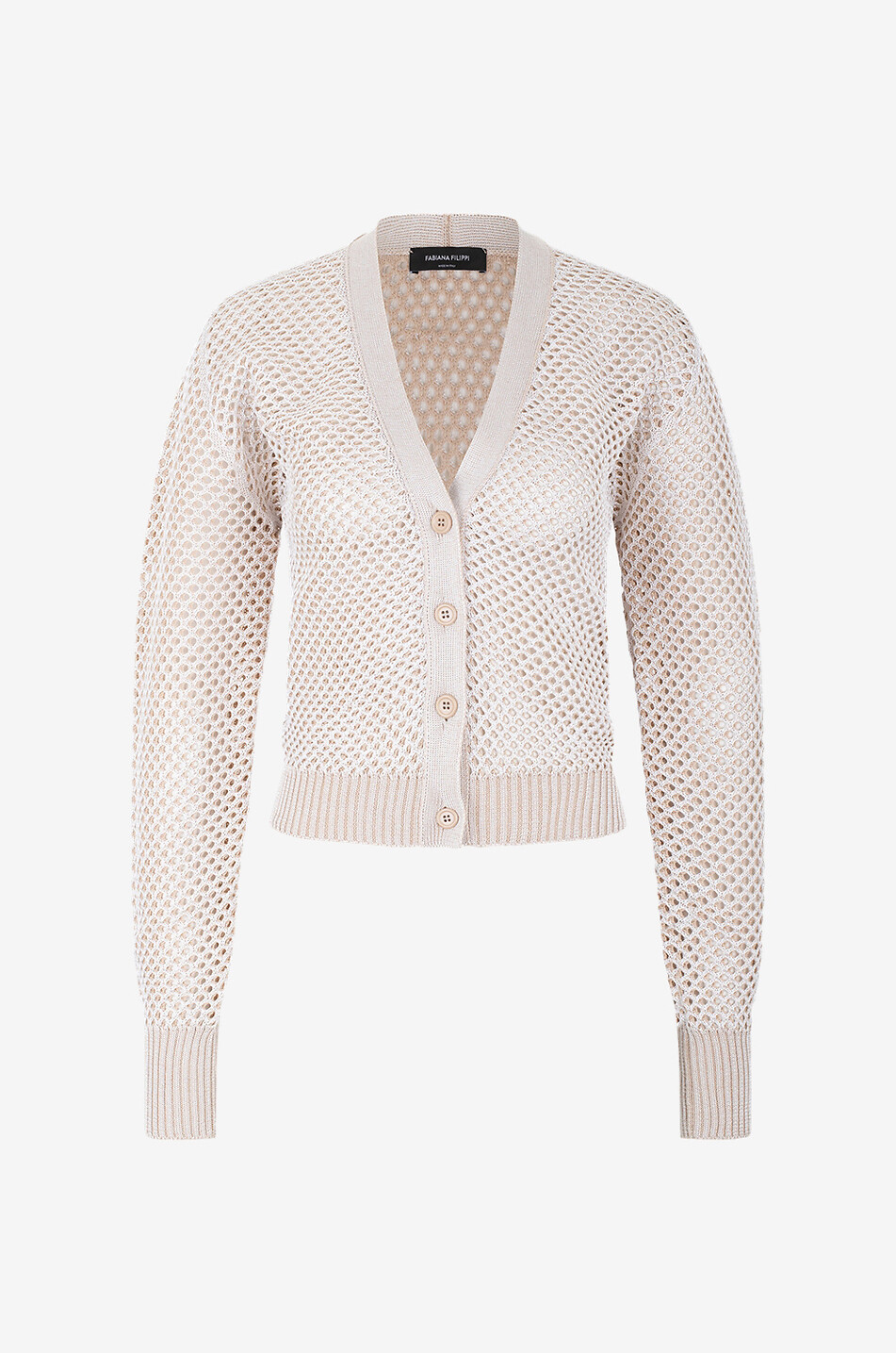 Boxy-Cardigan im Netzstrick