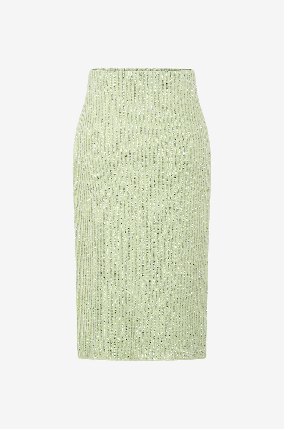 FABIANA FILIPPI Jupe crayon en maille côtelée à sequins Femme VERT MOYEN 1