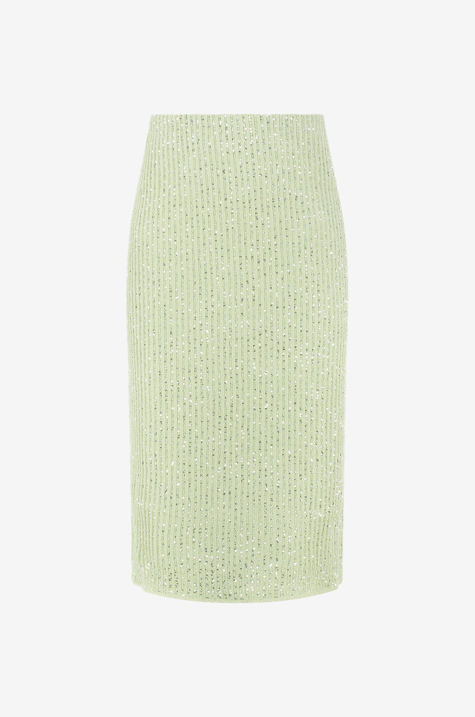 FABIANA FILIPPI Jupe crayon en maille côtelée à sequins Femme VERT MOYEN 2