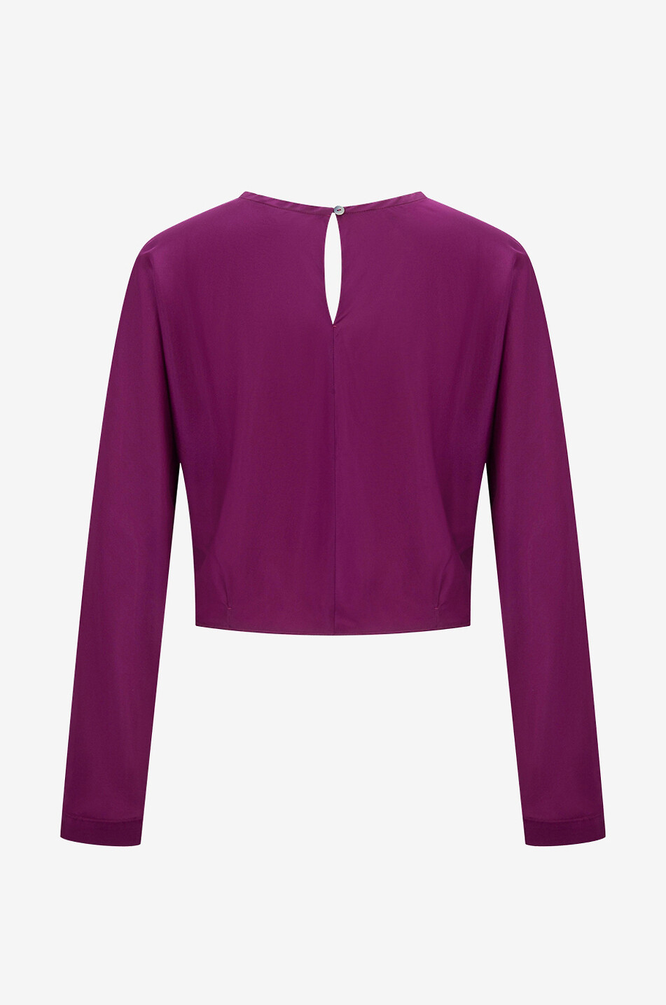 Blouse à col rond et manches longues en soie habotai