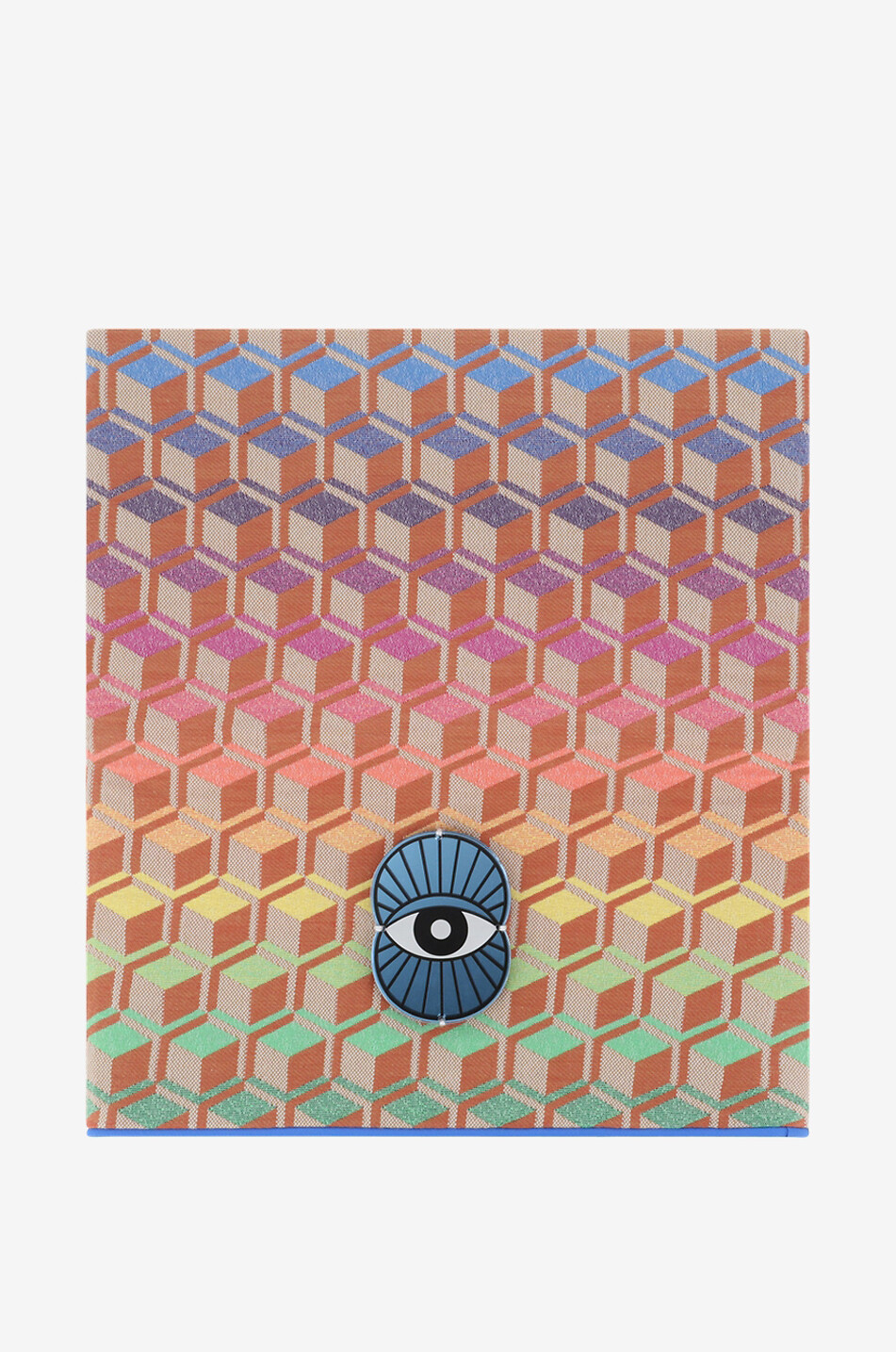 Amara Rainbow geometric pattern and eye adorned clutch
