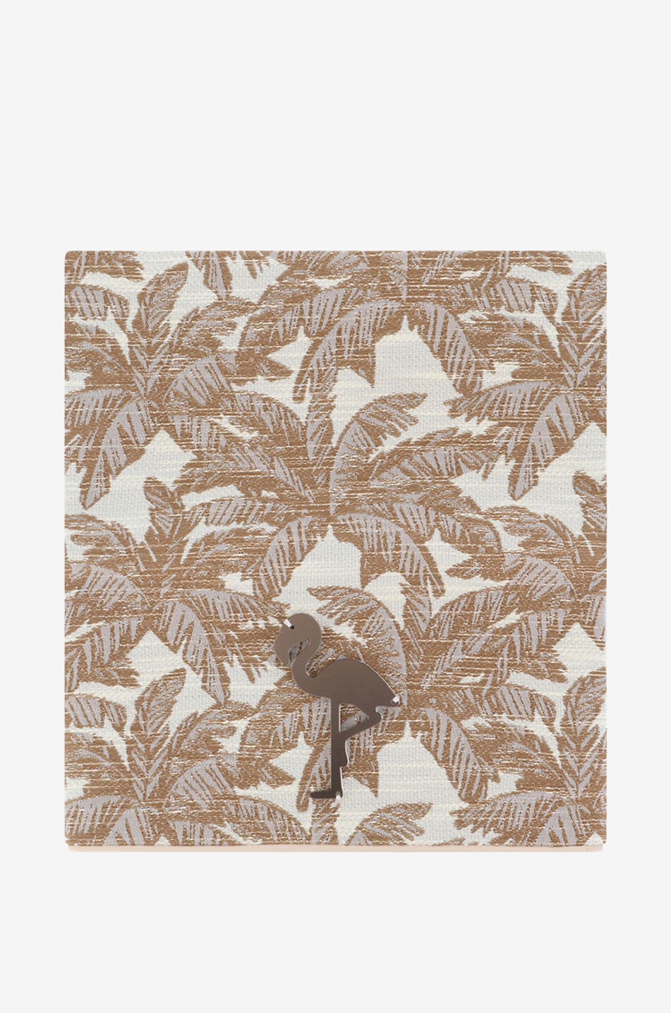 Amara Mocha palm tree and flamingo adorned pouch