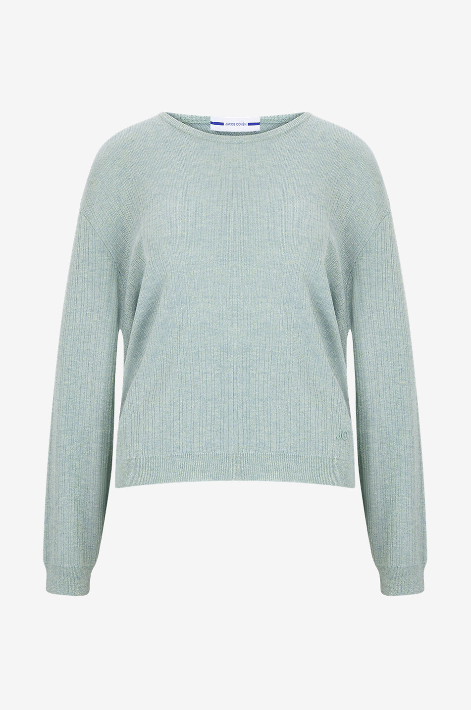 Rippstrickpullover mit offenem gezwirbeltem Rücken