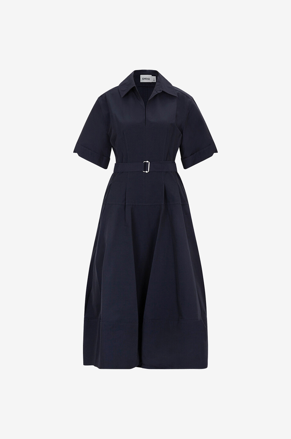 Robe midi évasée à manches courtes en coton Deanna