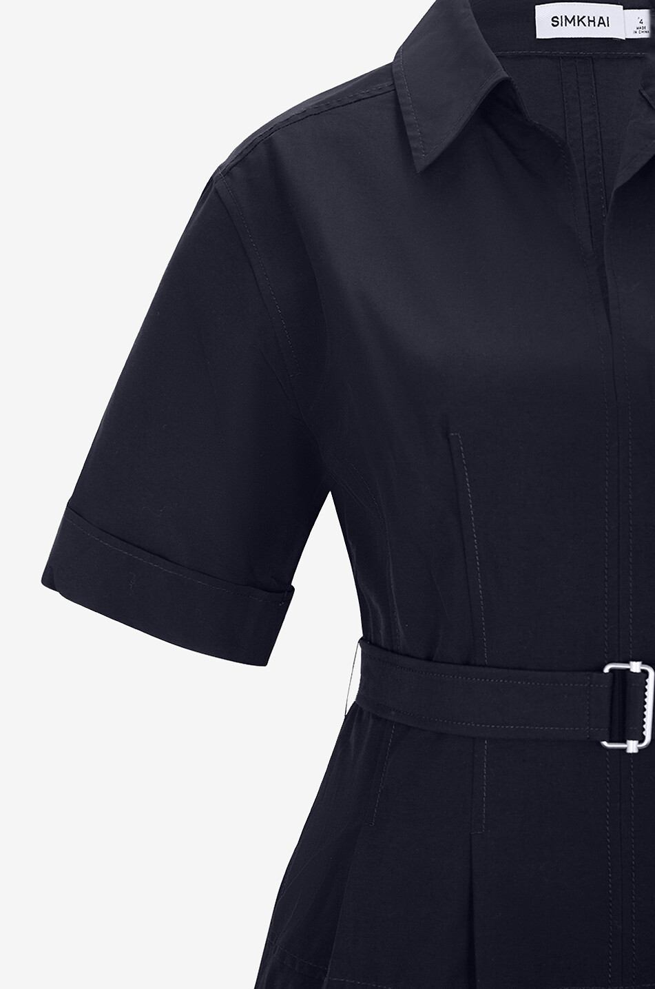 SIMKHAI Ausgestelltes Midikleid mit kurzen Ärmeln aus Baumwolle Deanna Damen DUNKELBLAU 3