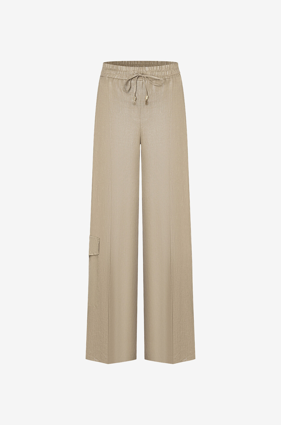Pantalon cargo large en lin lamé Amalia