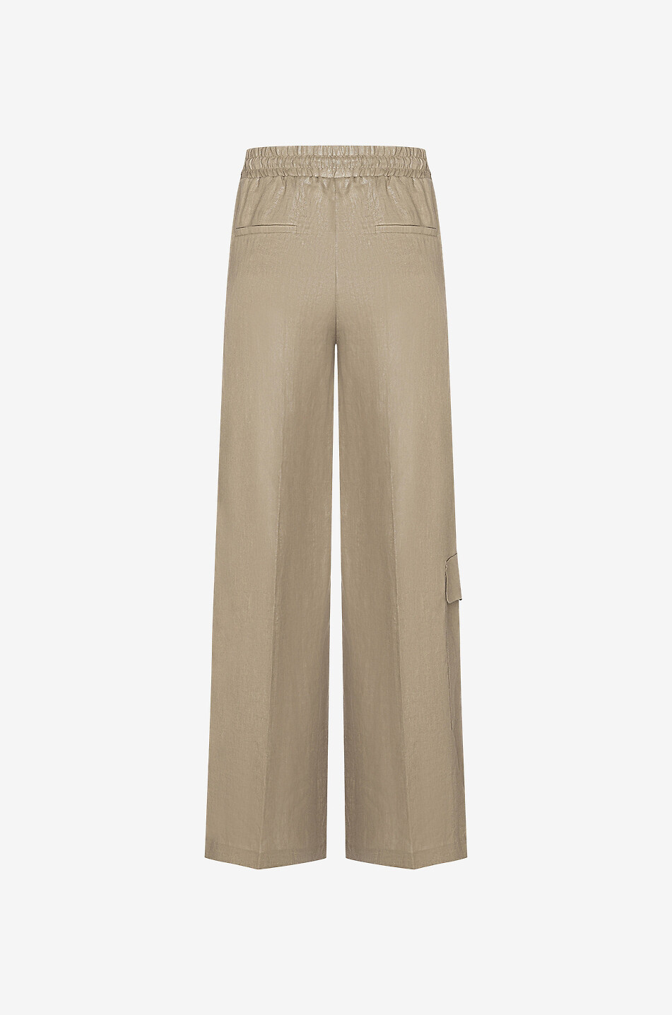 Pantalon cargo large en lin lamé Amalia