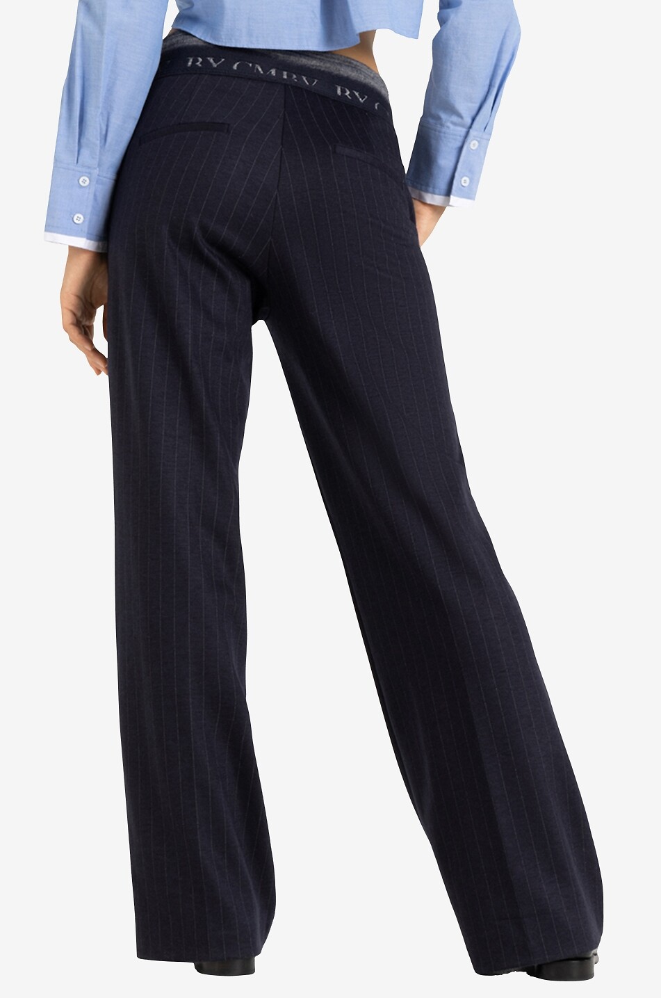 CAMBIO Hose mit weitem Bein aus Nadelstreifen-Flanell Ava Damen DUNKELBLAU 4