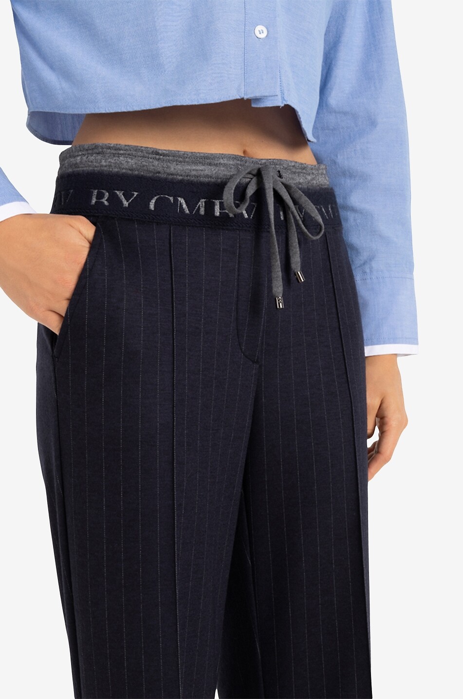 CAMBIO Hose mit weitem Bein aus Nadelstreifen-Flanell Ava Damen DUNKELBLAU 6