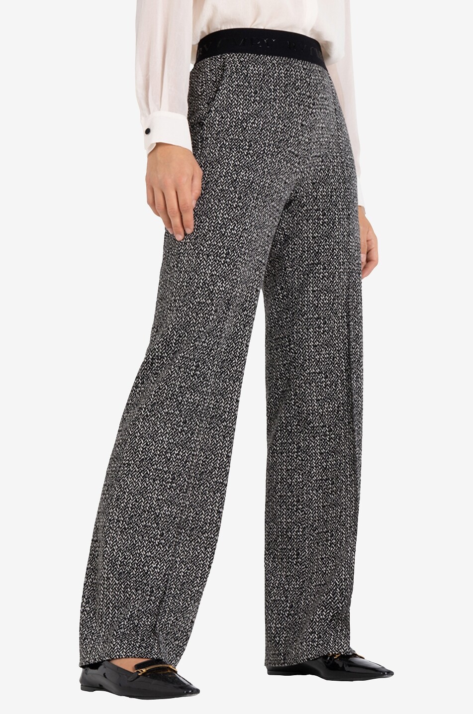 Hose mit weitem Bein aus Fischgrät-Tweed Ava