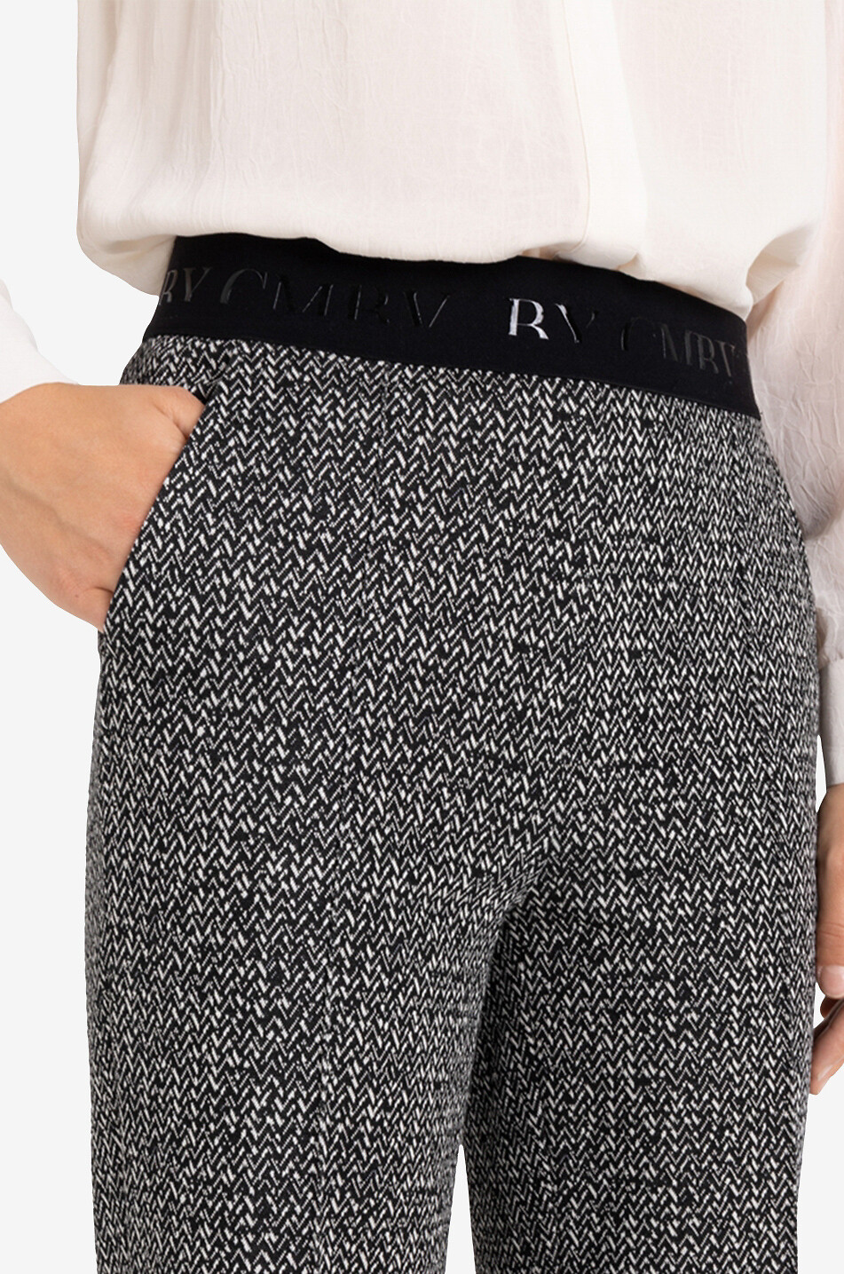 Hose mit weitem Bein aus Fischgrät-Tweed Ava