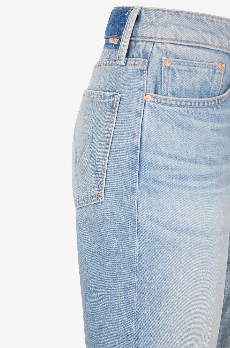 MOTHER Jean droit en coton The Rambler Zip Ankle Fray Femme BLEU CLAIR 3