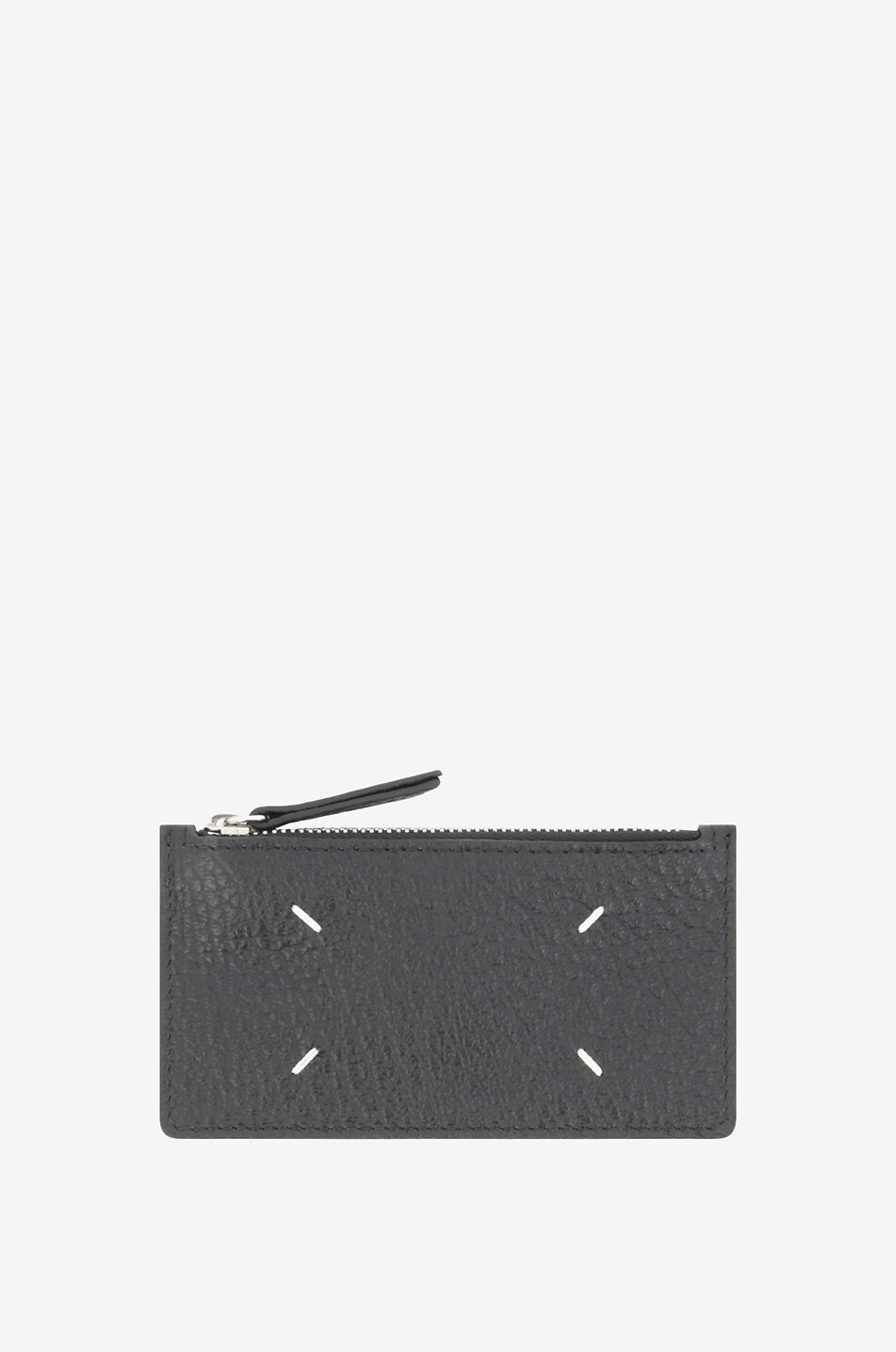 Porte-cartes zippé en cuir grainé Four Stitches