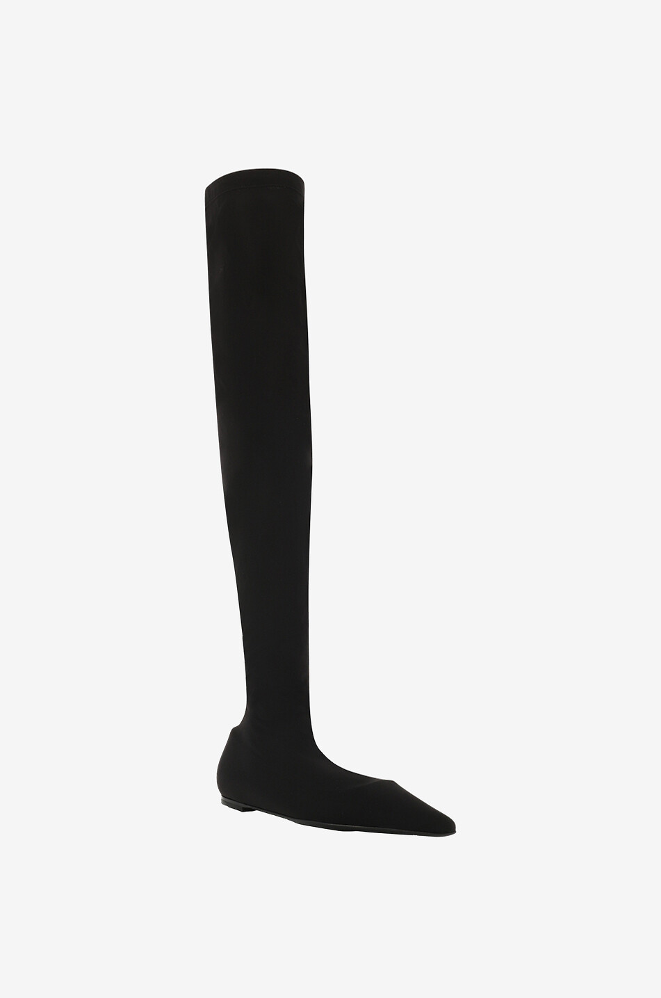 Lollo flat jersey stretch and leather thigh-high boots