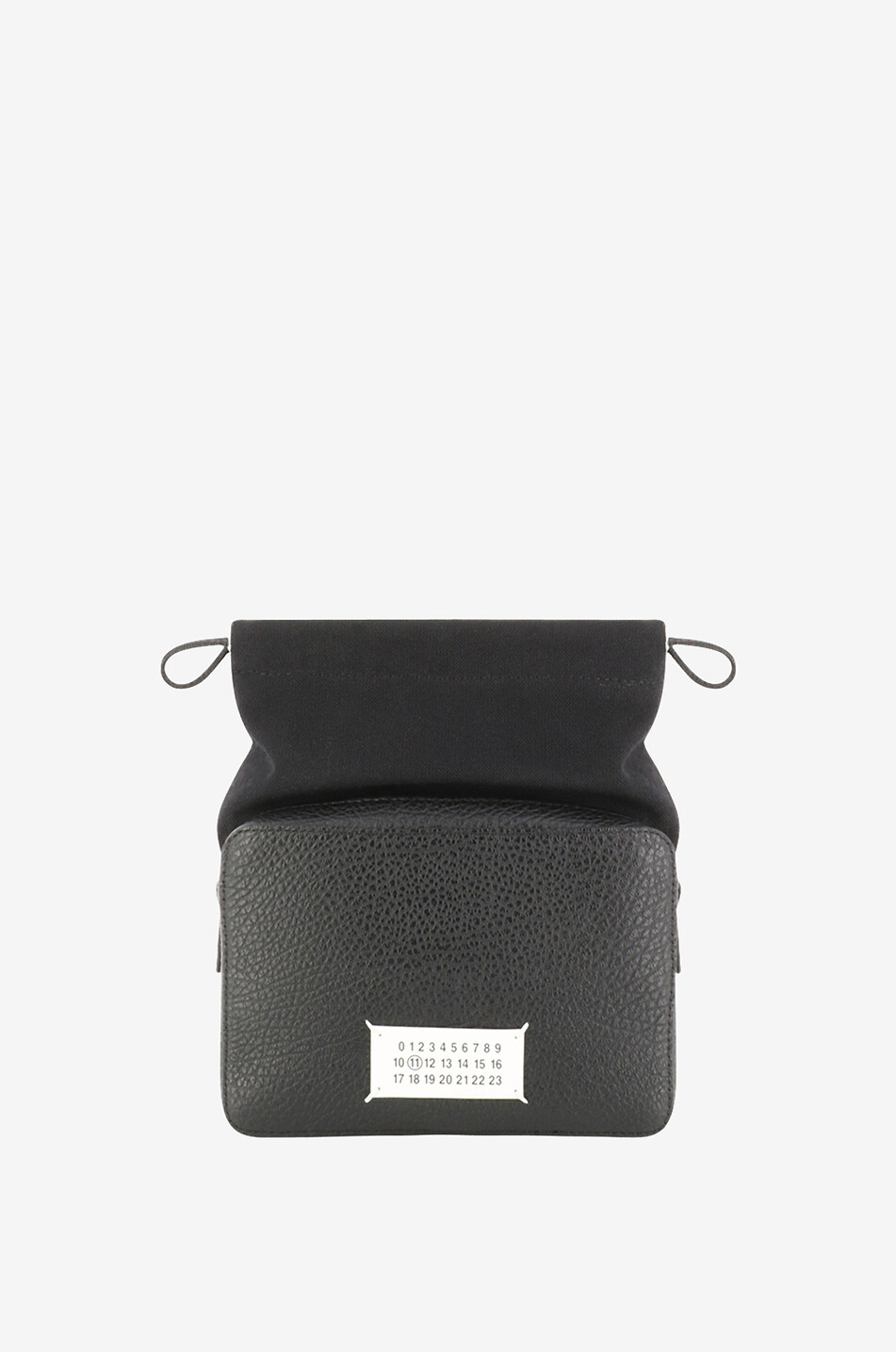 MAISON MARGIELA Numeric Logo small canvas and grained leather cross-body bag Men BLACK 1
