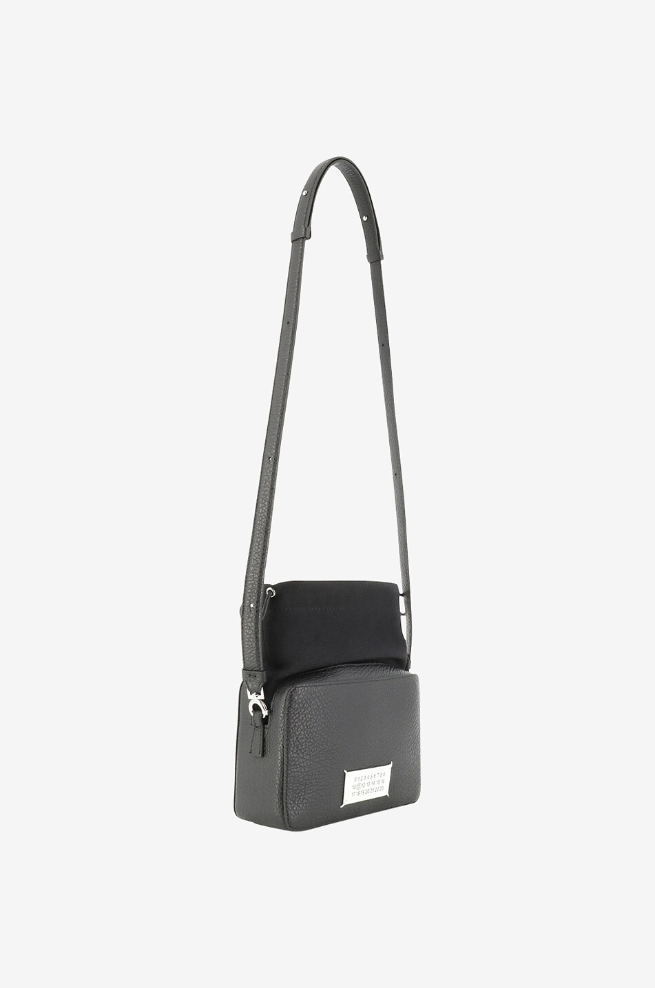 Numeric Logo small canvas and grained leather cross-body bag