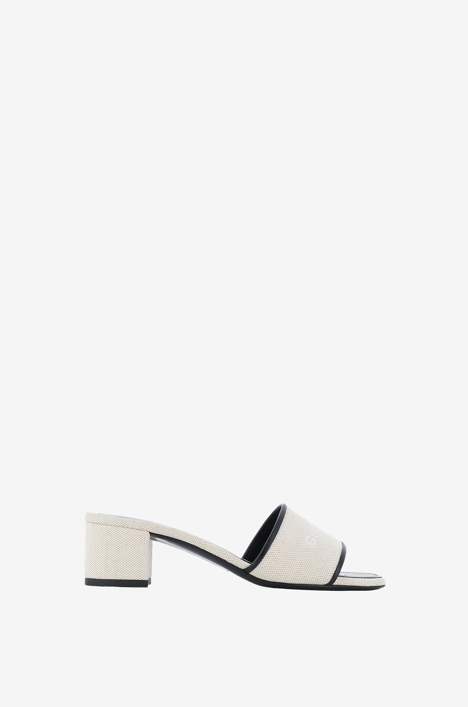 4G 45 small block heel canvas and leather mules