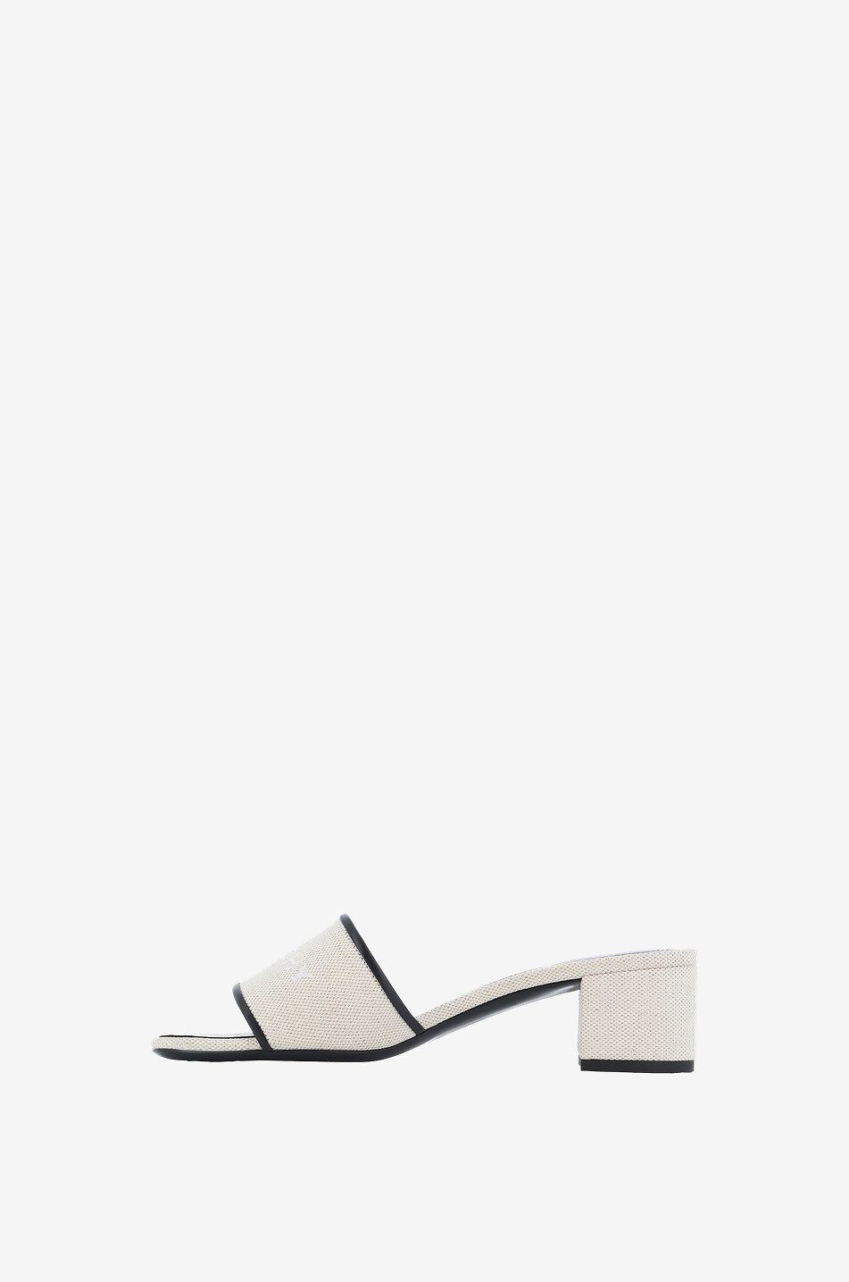 4G 45 small block heel canvas and leather mules