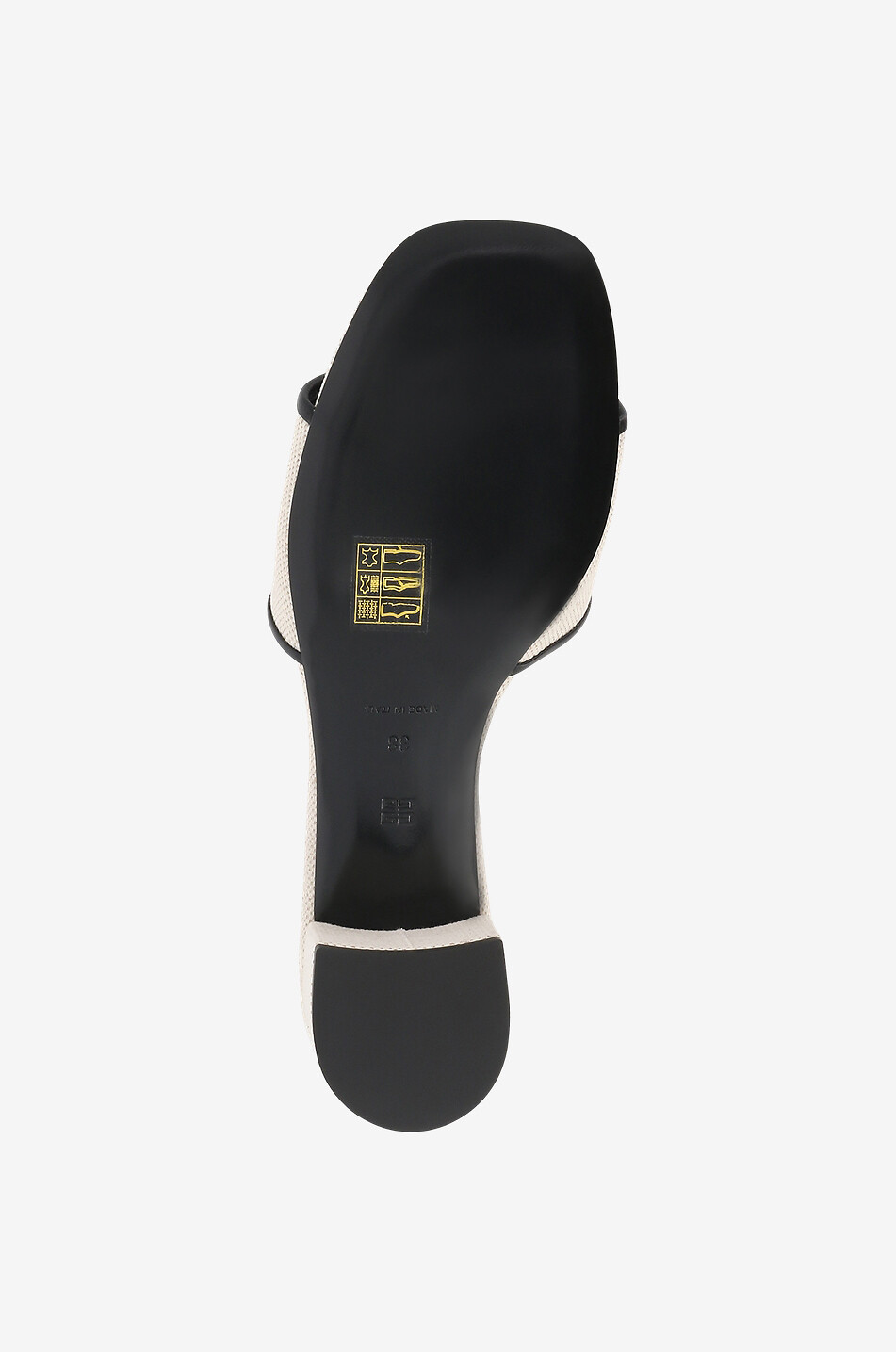 4G 45 small block heel canvas and leather mules