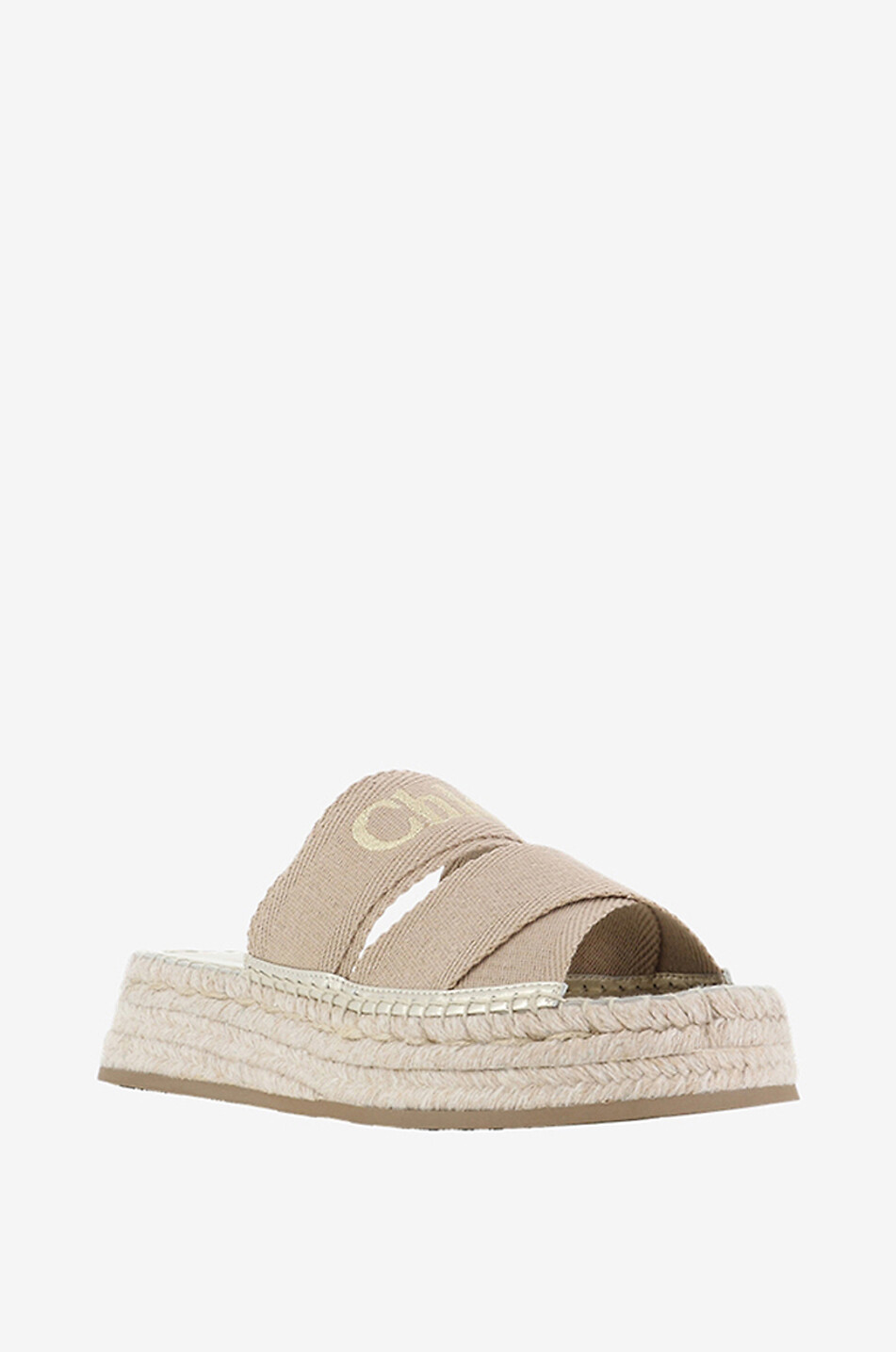 Mila linen and leather platform mules