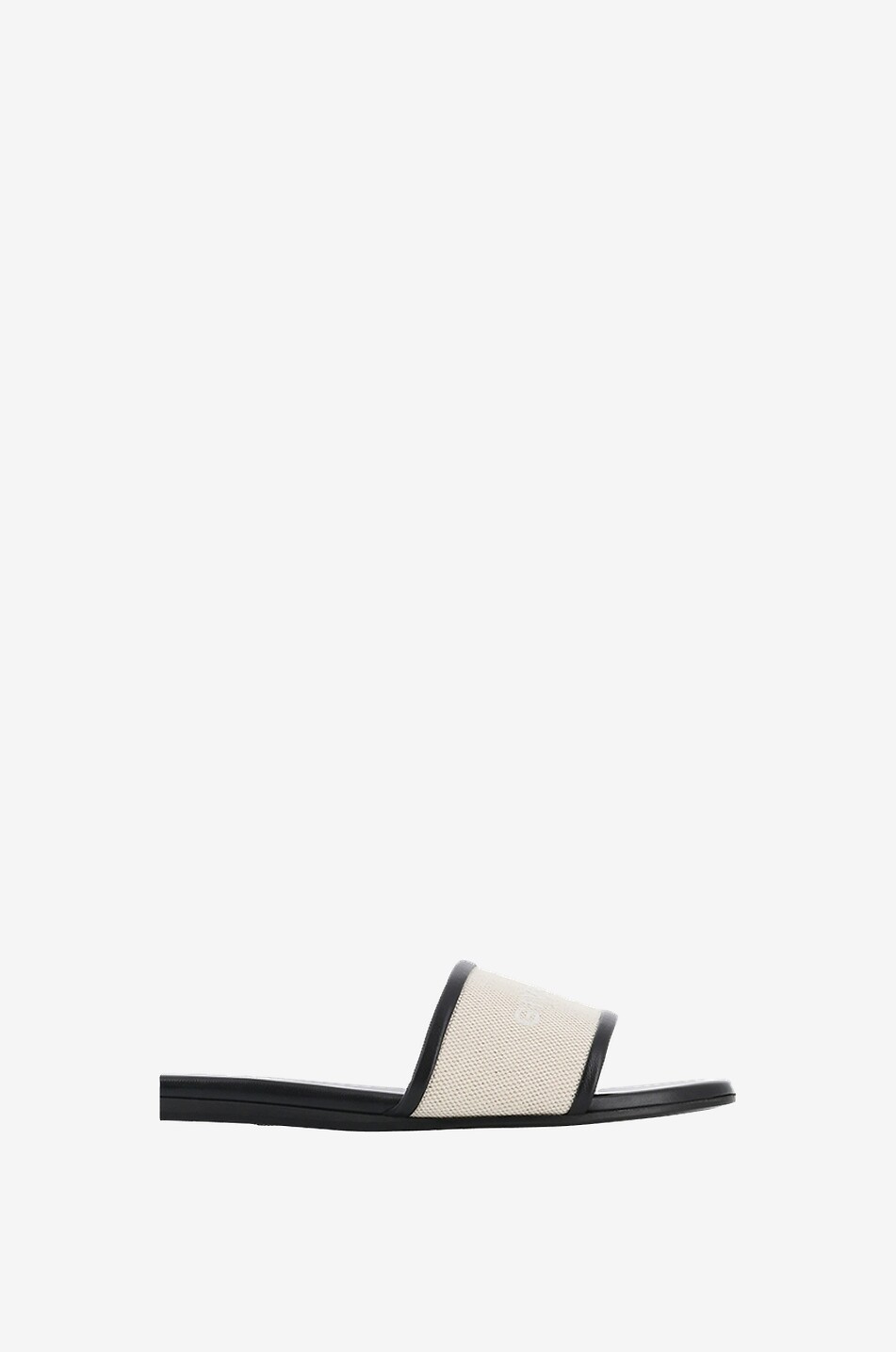 Flache Pantoletten aus Canvas und Leder 4G