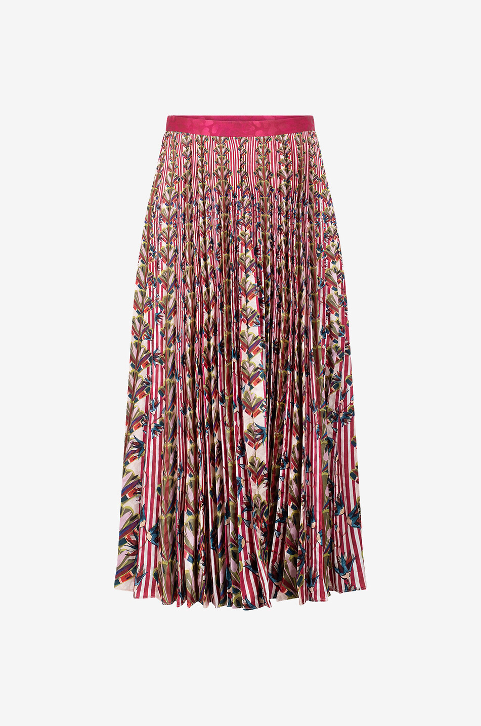 Kim Papillon Stripe pleated jacquard midi skirt