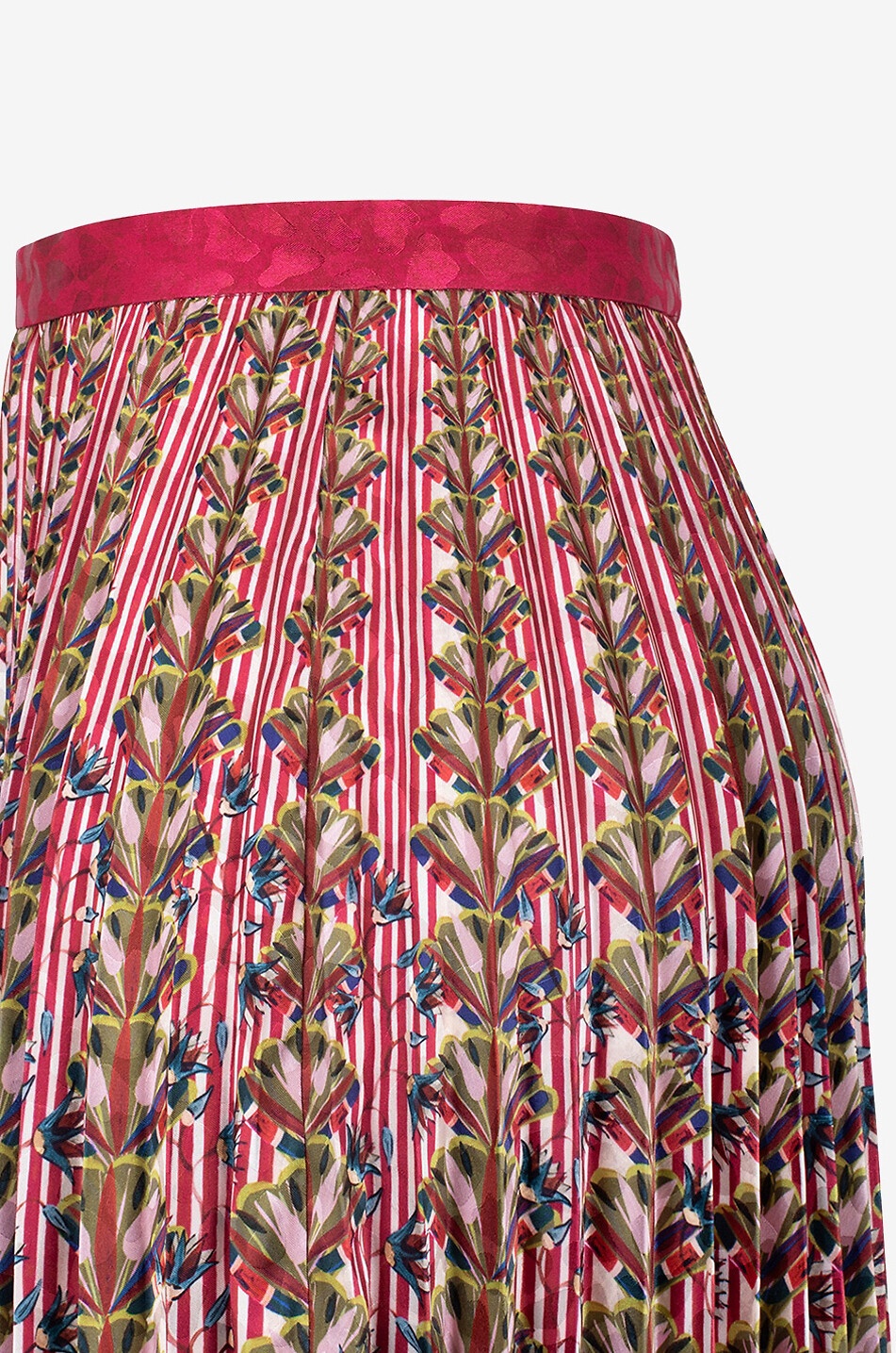 SALONI Kim Papillon Stripe pleated jacquard midi skirt Women MULTI COLOURED 3