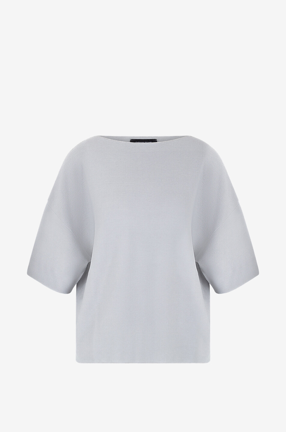 FABIANA FILIPPI Pull fin à col bateau et manches courtes en coton bio Femme GRIS 1
