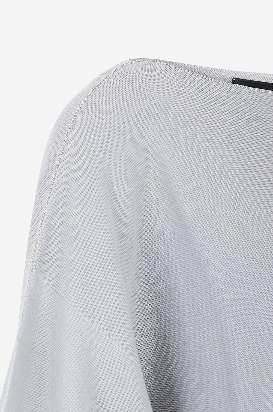 FABIANA FILIPPI Pull fin à col bateau et manches courtes en coton bio Femme GRIS 3