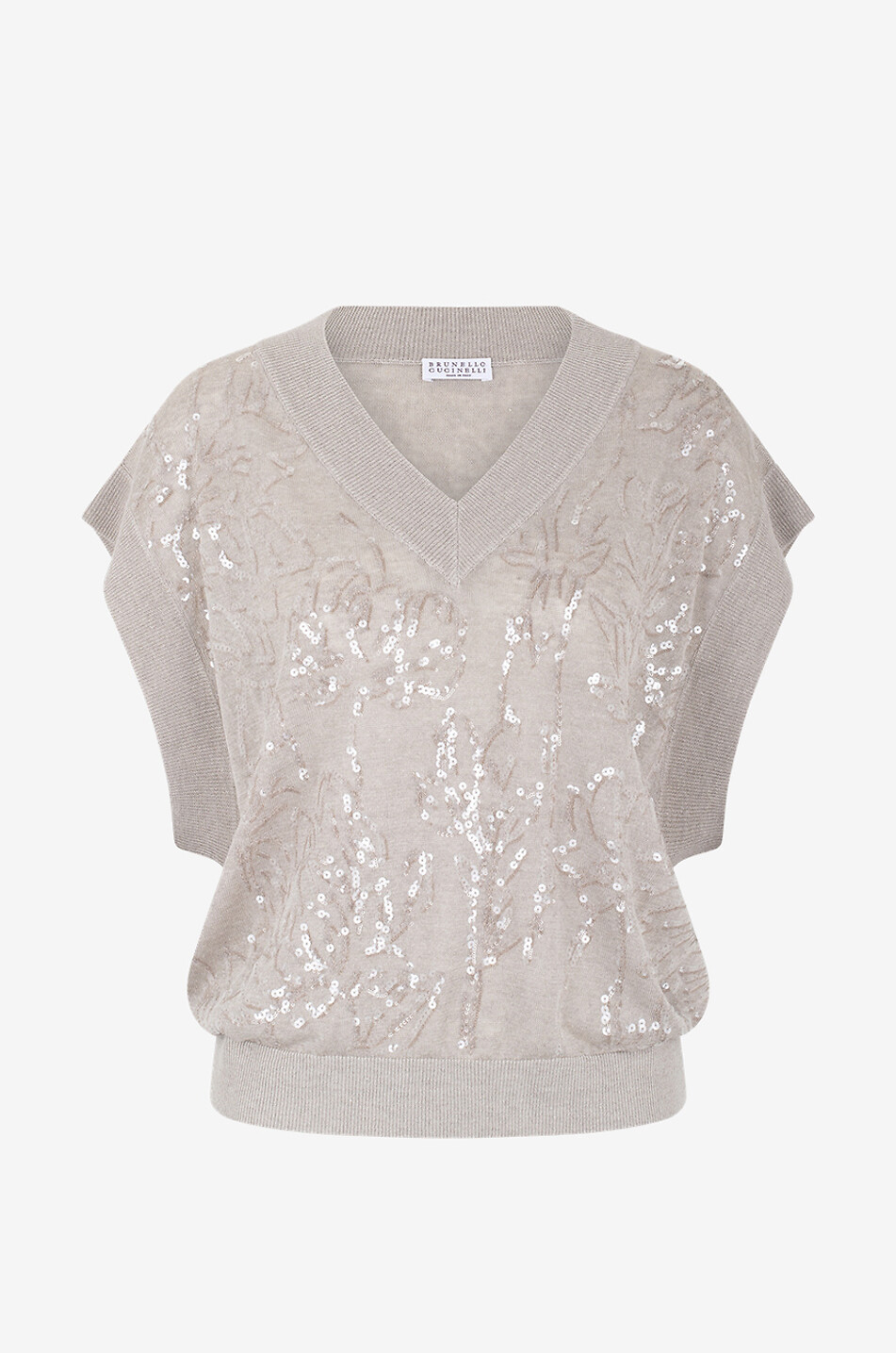 BRUNELLO CUCINELLI Dazzling Flowers short-sleeved oversize linen jumper Women BEIGE 1