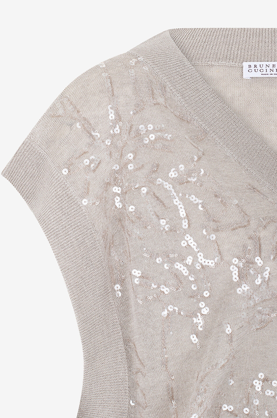 BRUNELLO CUCINELLI Dazzling Flowers short-sleeved oversize linen jumper Women BEIGE 3