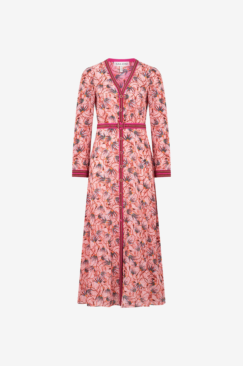 Padma Hibiscus long silk crepe shirt dress