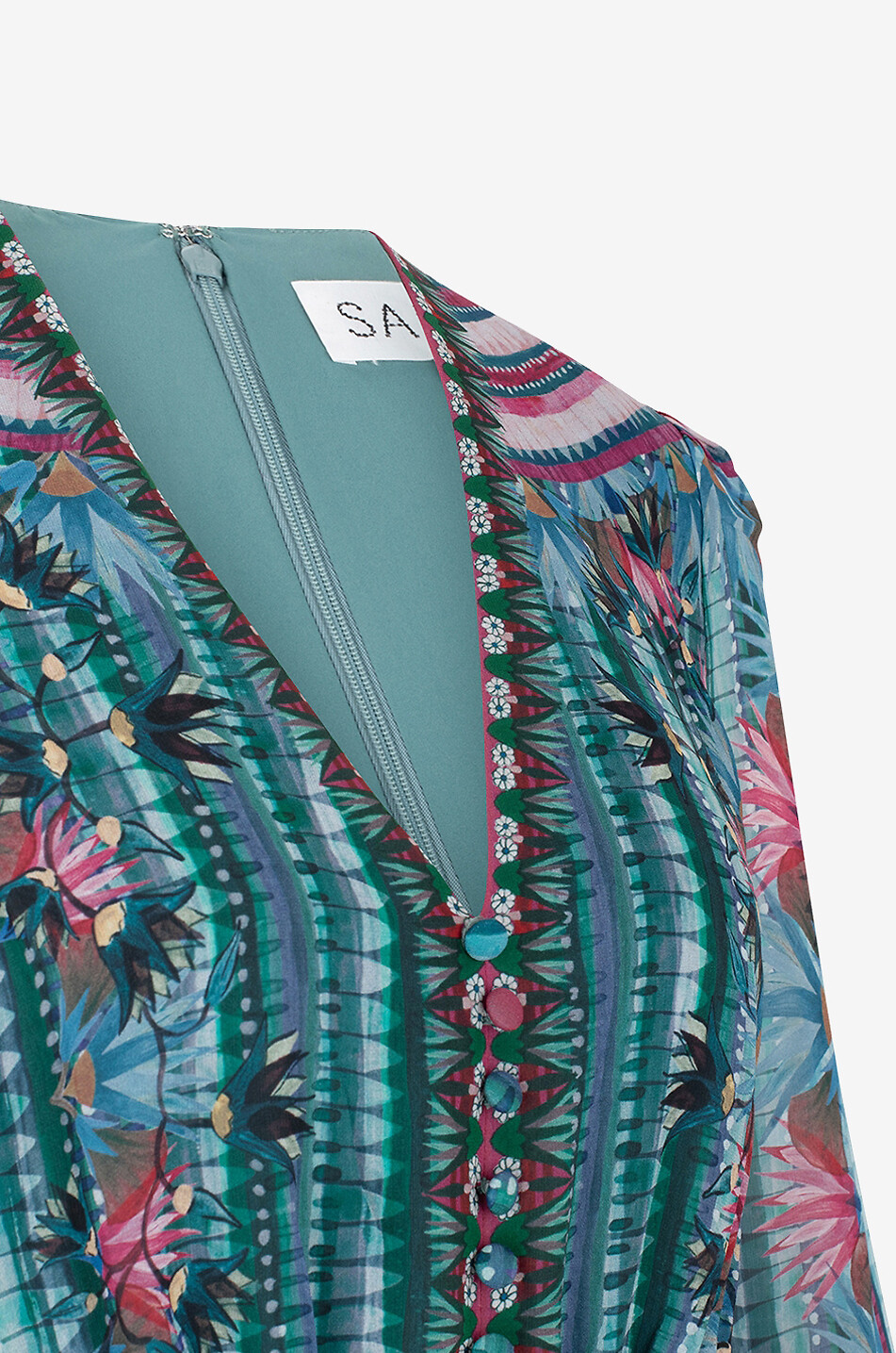 SALONI Robe midi en georgette de soie imprimée Annabel-B Femme BLEU CLAIR 3