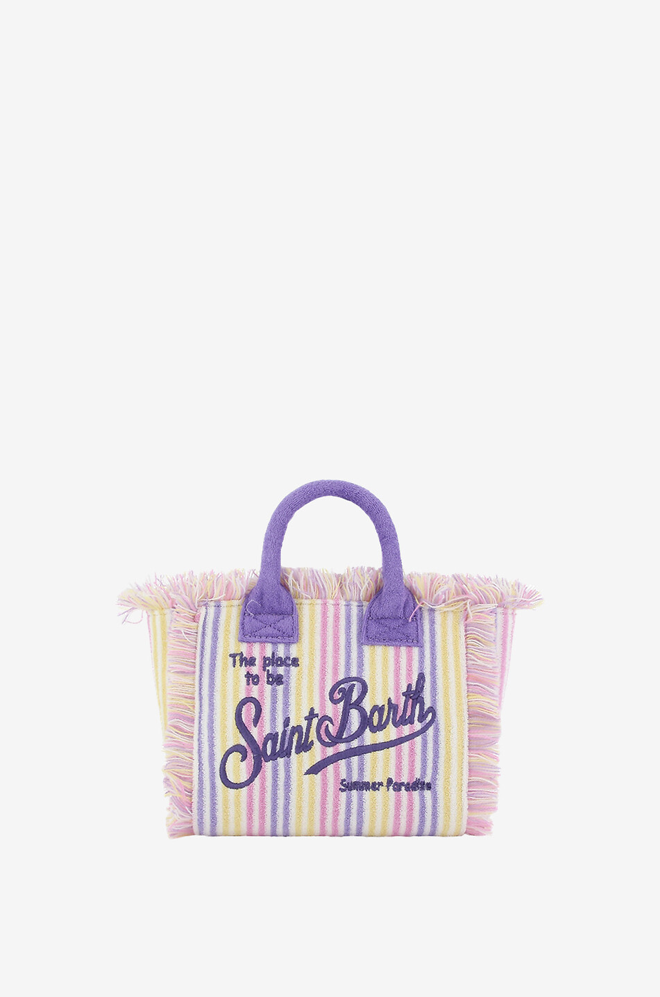MC2 SAINT BARTH Cabas en éponge rayée brodée Mini Vanity Femme VIOLET 1