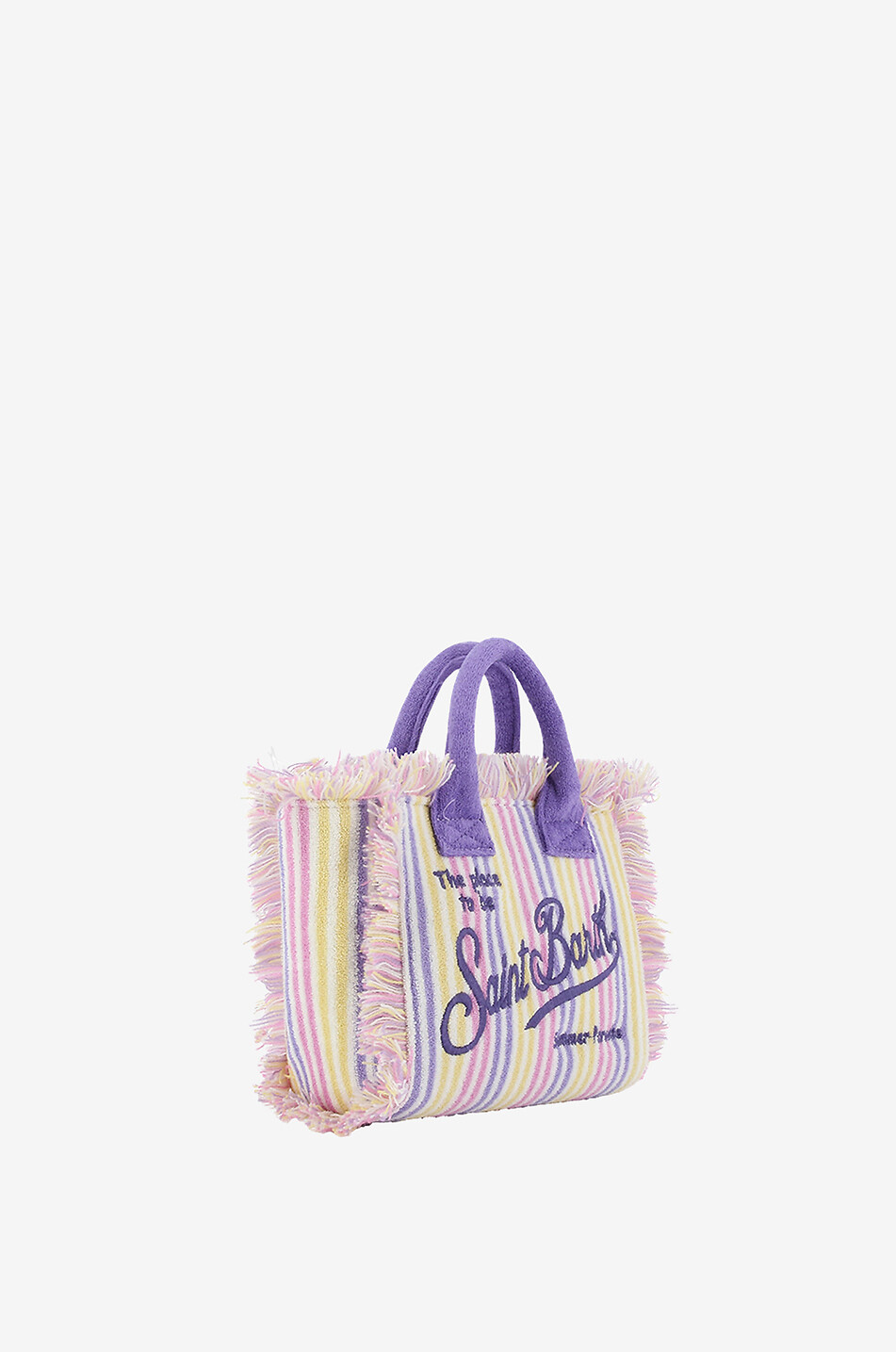 MC2 SAINT BARTH Cabas en éponge rayée brodée Mini Vanity Femme VIOLET 2