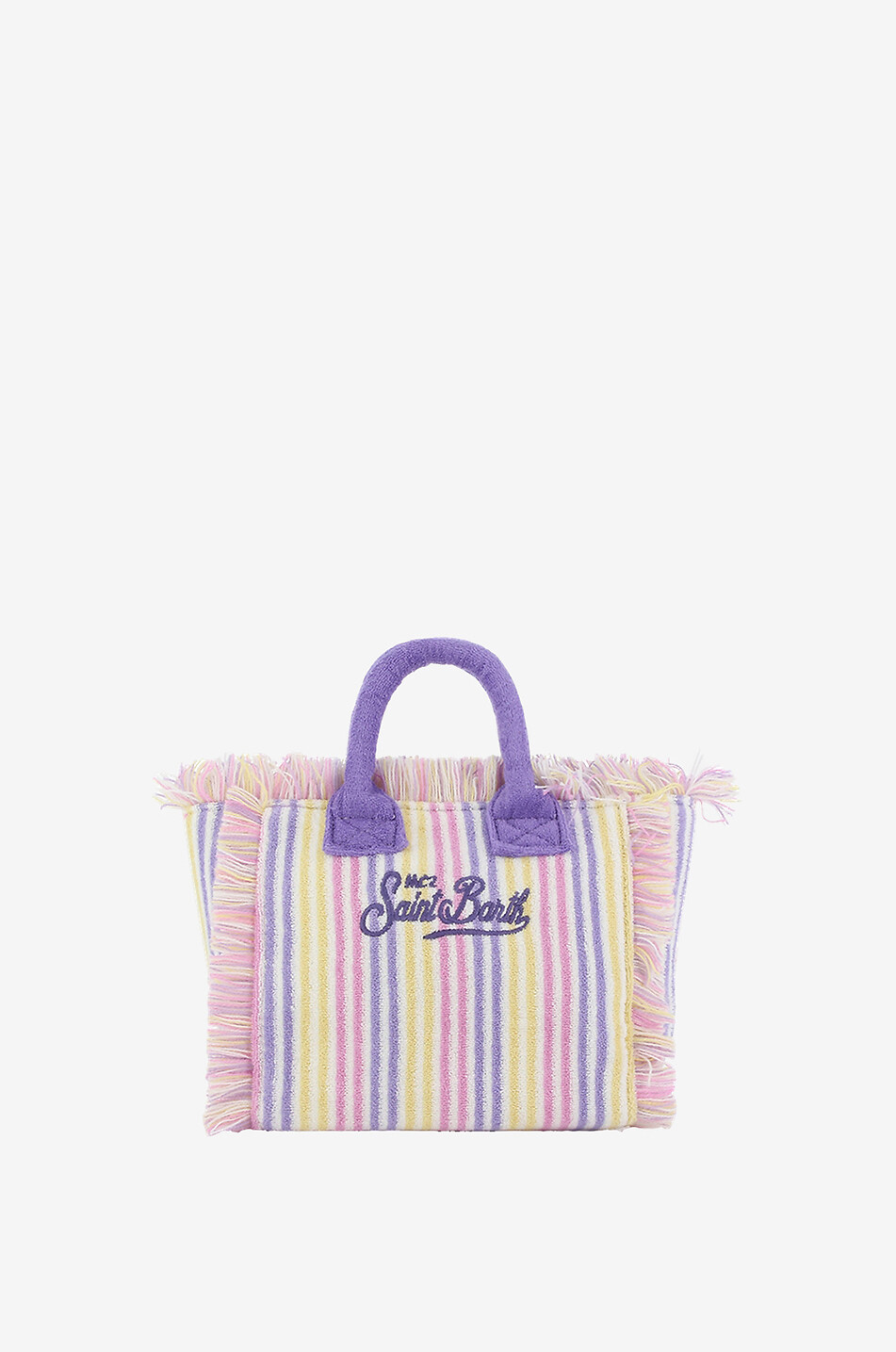 MC2 SAINT BARTH Cabas en éponge rayée brodée Mini Vanity Femme VIOLET 3