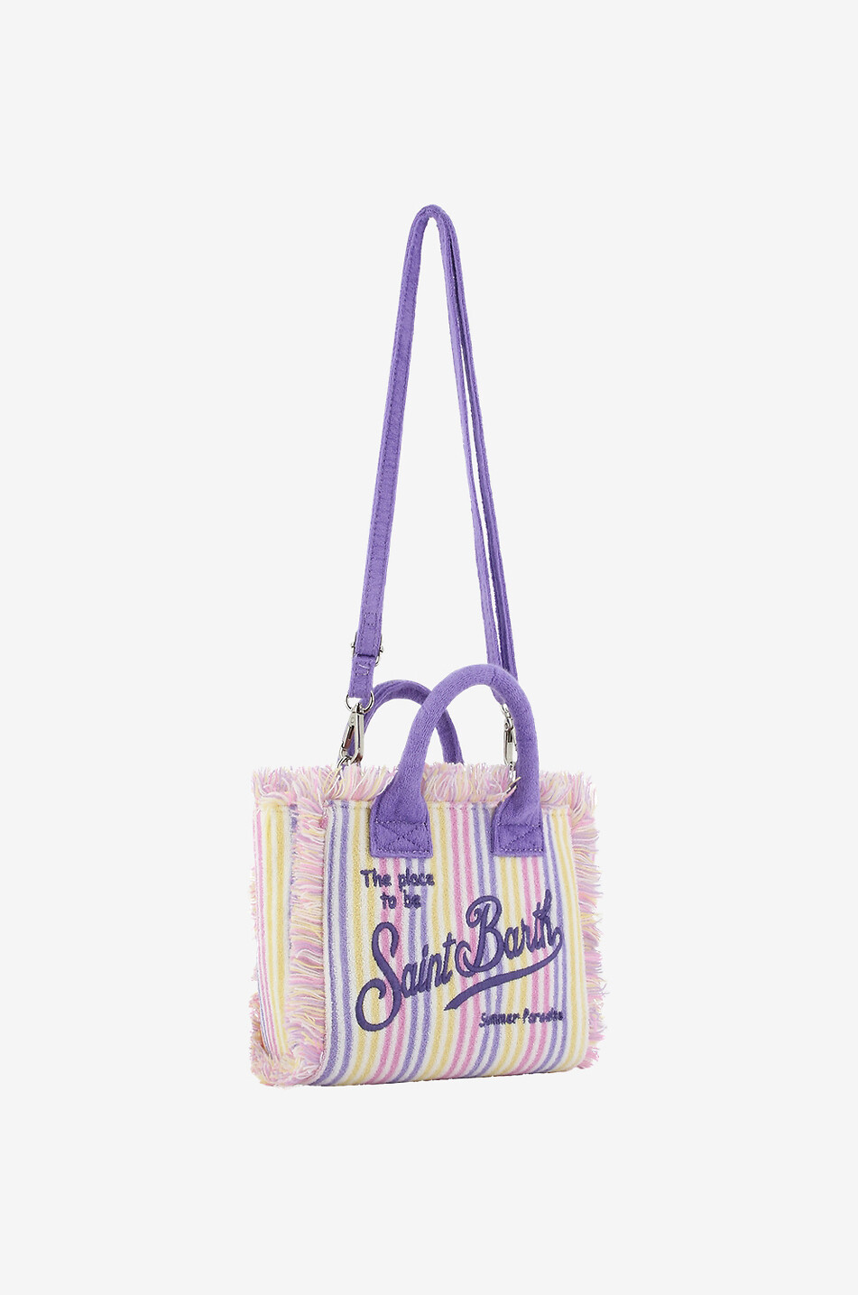 MC2 SAINT BARTH Cabas en éponge rayée brodée Mini Vanity Femme VIOLET 5