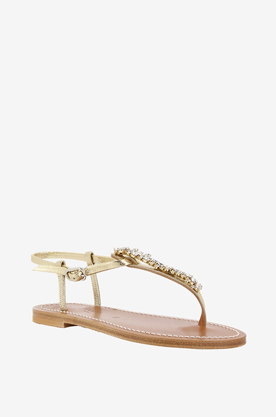K JACQUES Flache Sandalen aus Leder mit Kristallen Dana Damen GOLDEN 1