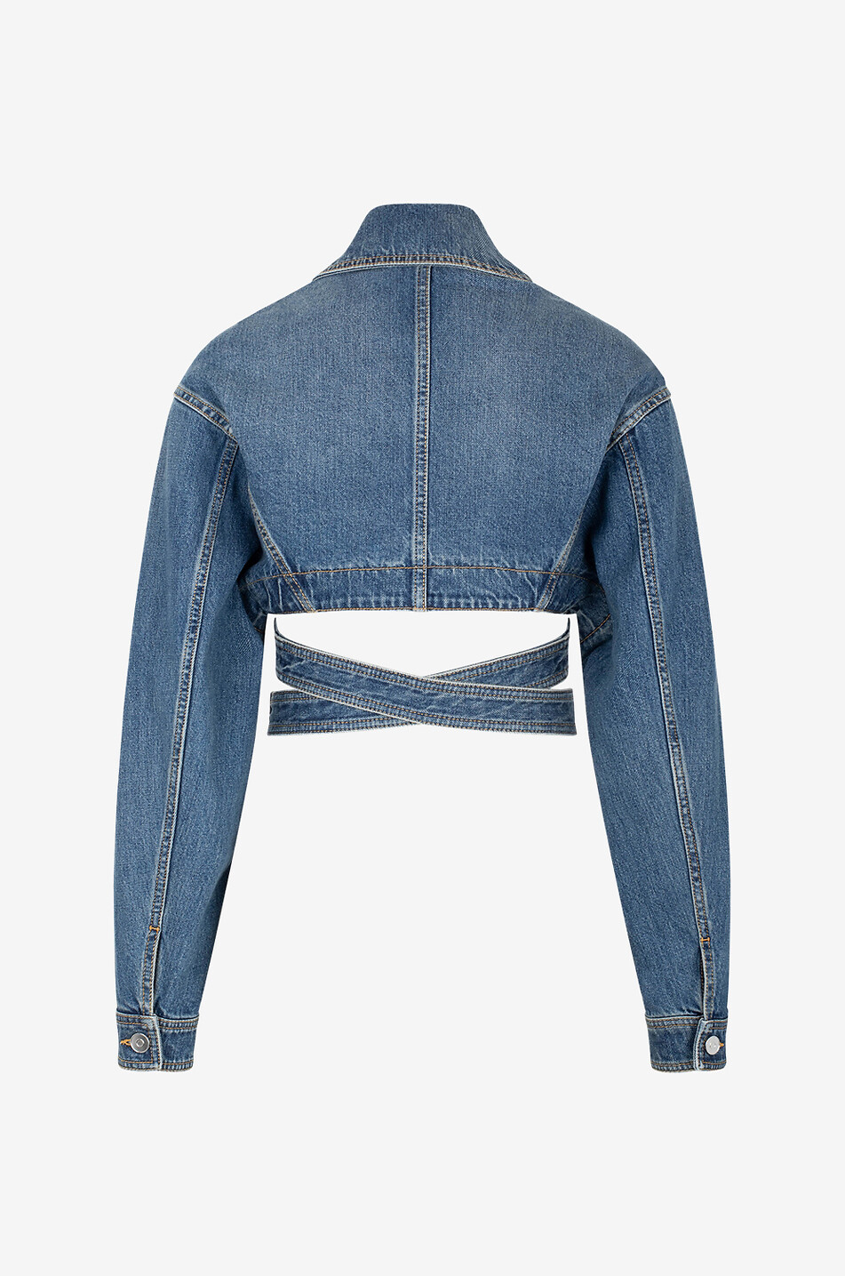 ALAÏA Bauchfreie Denimjacke Cross Over Archetypes Damen BLAU 2