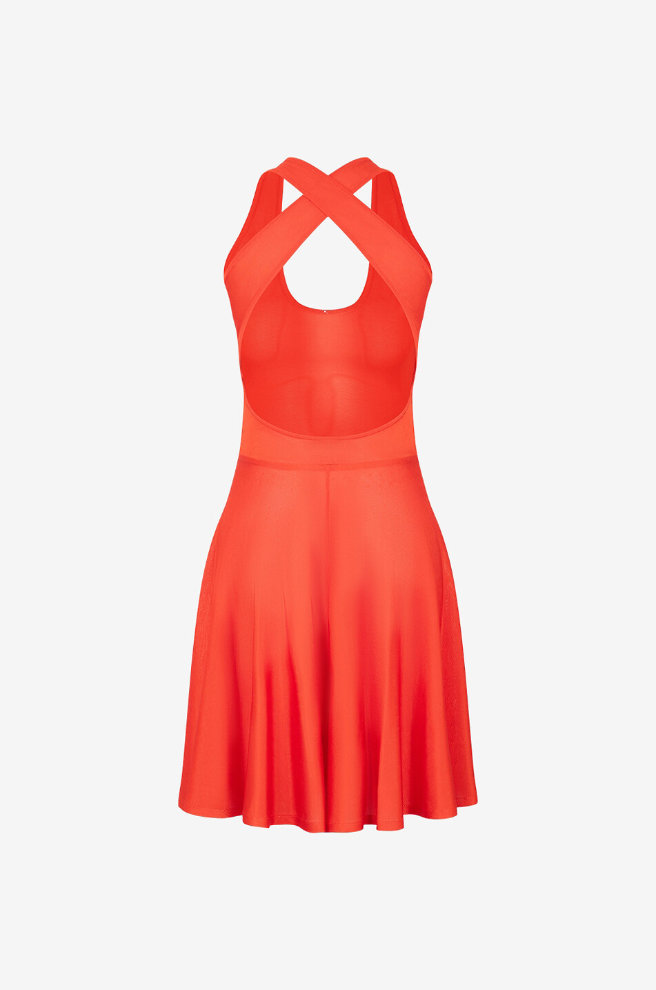 ALAÏA Flared knit mini dress with criss-cross straps Women RED 2