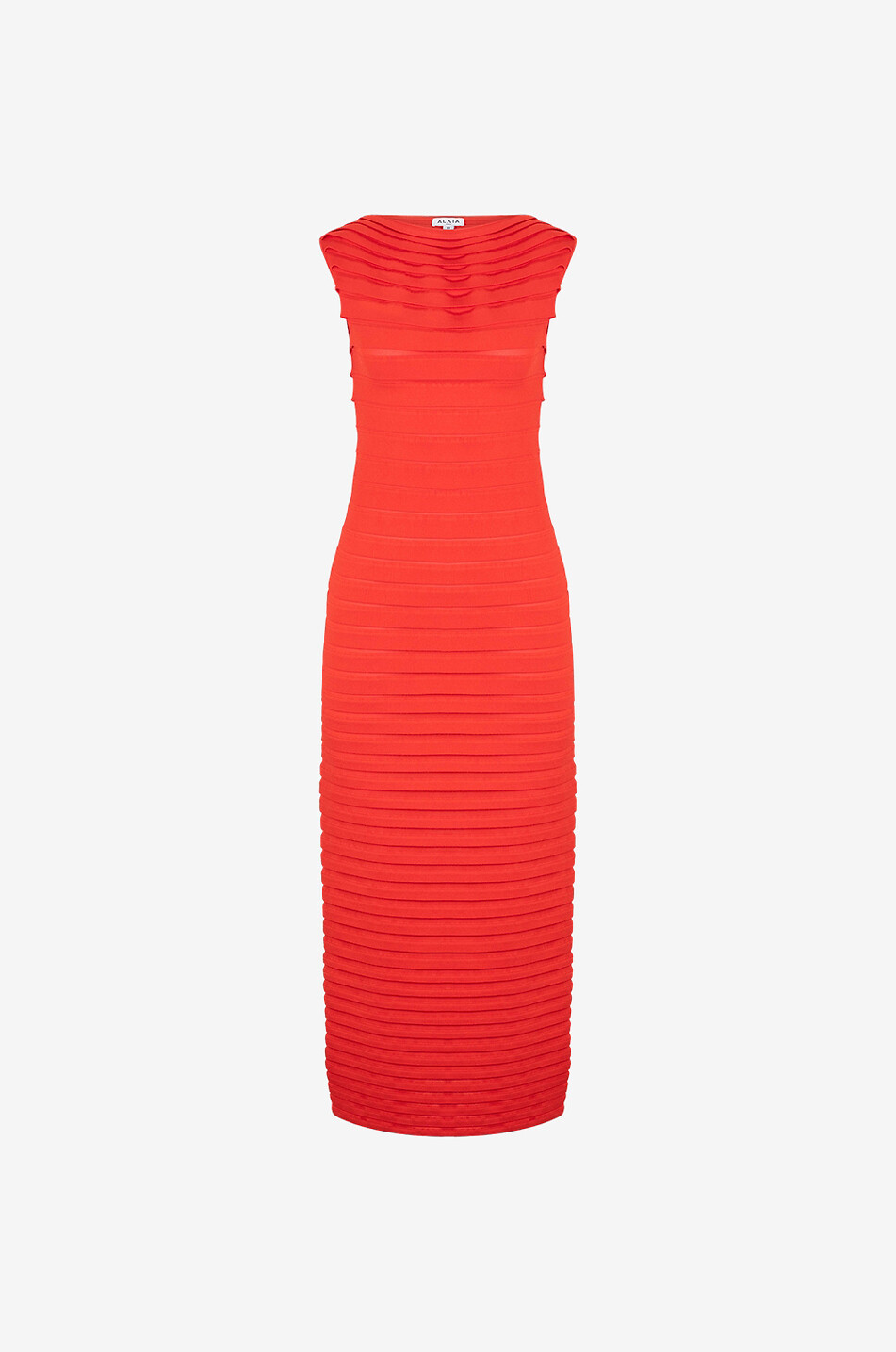 ALAÏA Tube Sheer Scallops sleeveless knit dress Women RED 1