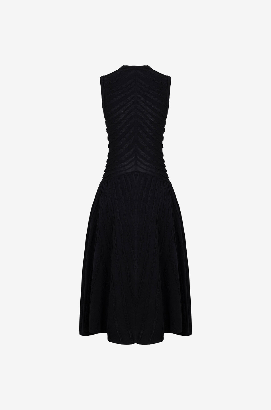 ALAÏA Cable knit detail adorned sheer midi knit dress Women BLACK 2