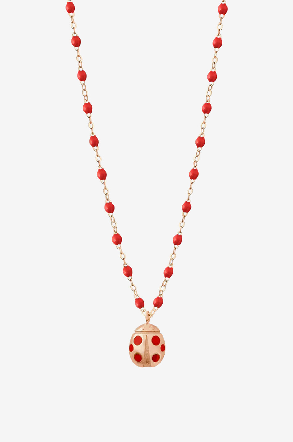 GIGI CLOZEAU Collier en or rose et résine Ladybug Noir Femme ROUGE 1
