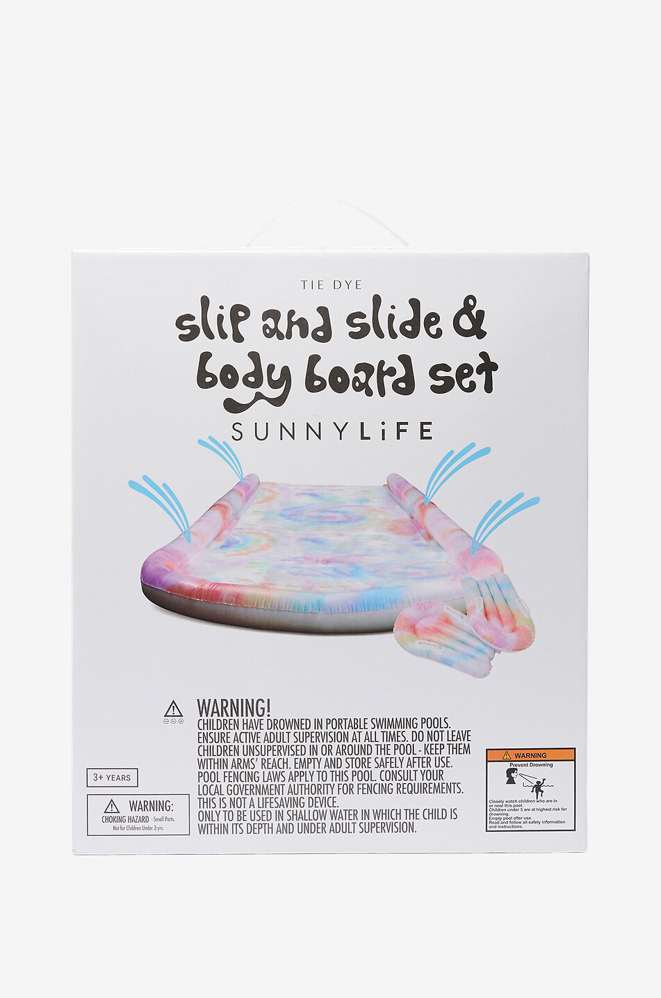 The Tie Dye inflatable slide and bodyboard set