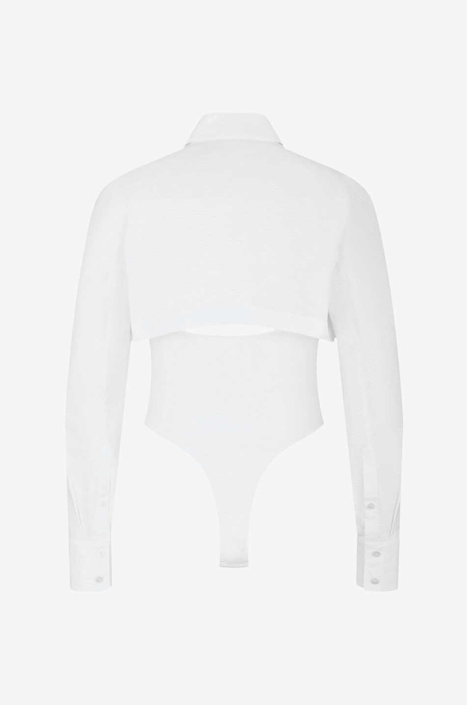 ALAÏA Gestreiftes Popeline- und Jersey-Bodyhemd Layer Body-Shirt Damen WEISS 2