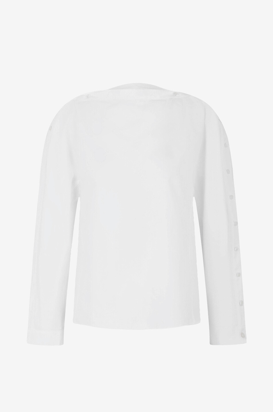 Button poplin boat neck shirt